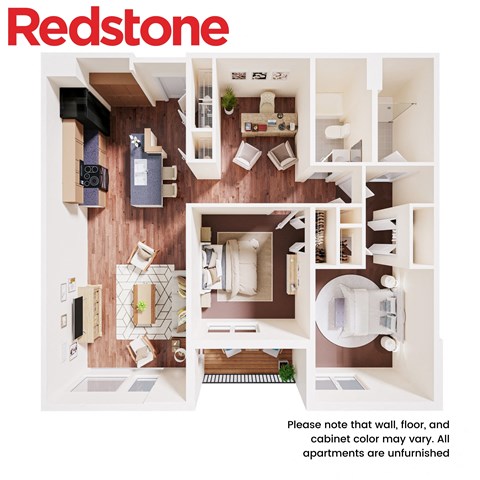 Floor plan for 2 beds, 2 baths